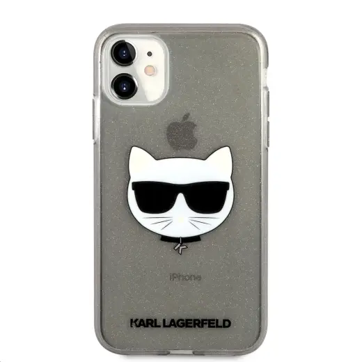KLHCN61CHTUGLB Karl Lagerfeld Choupette Head Glitter Case for iPhone 11 Black