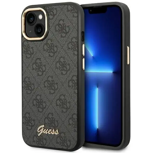 Guess GUHCP14MHG4SHK iPhone 14 Plus | 15 Plus 6.7" czarny|black hard case 4G Vintage Gold Logo