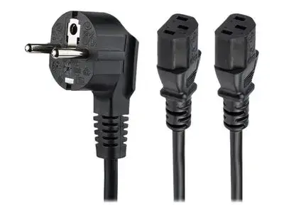 StarTech.com 2m C13 Power Cord - Schuko to 2x C13 - Y Splitter Power Cable - power cable - 2 m