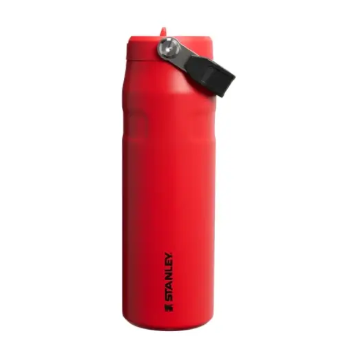 Termopudele ar salmiņu The IceFlow Bottle Flip Straw 2.0 0,71L tumši sarkana