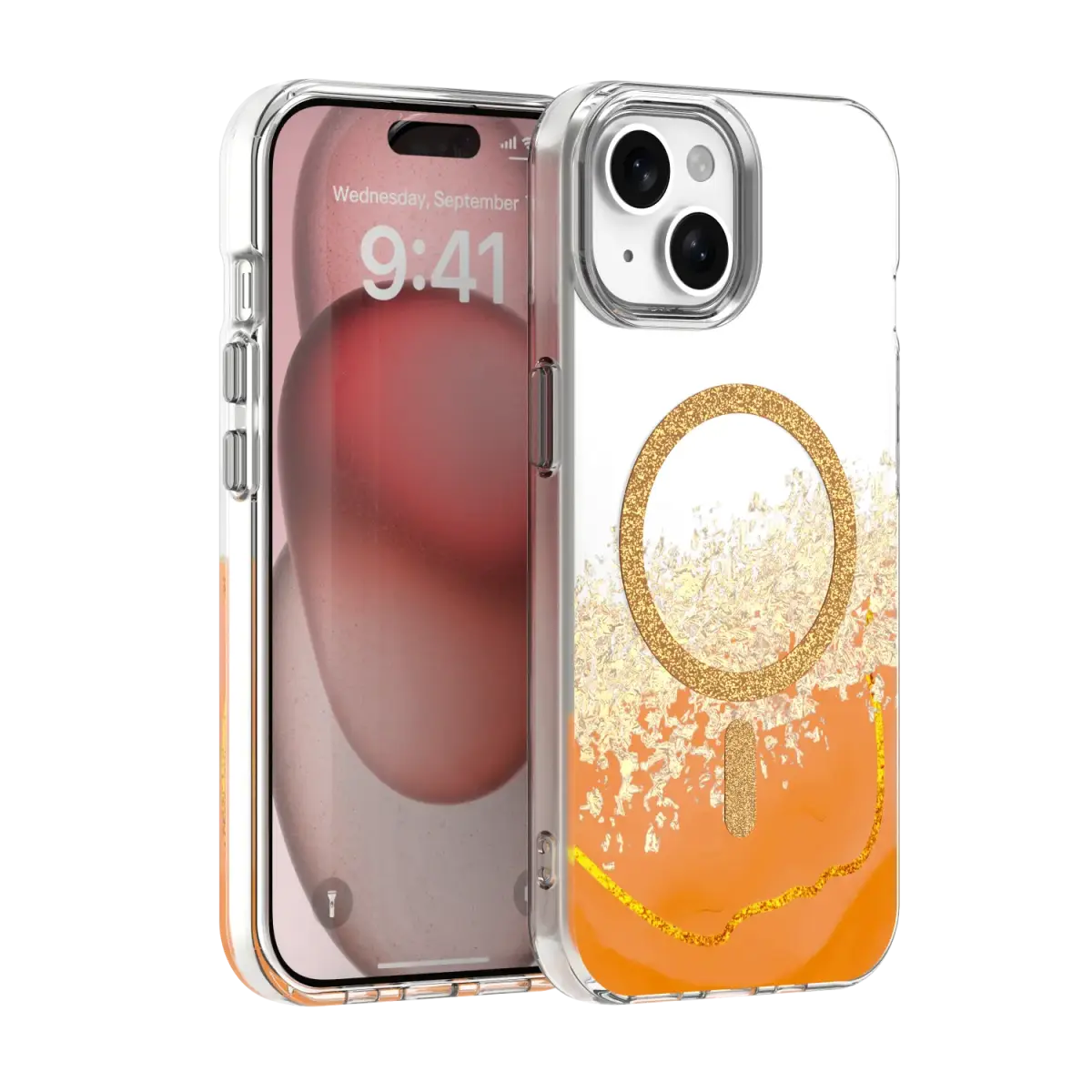 Epoxy Mag maciņš ar MagSafe atbalstu telefonam iPhone 15 oranžs
