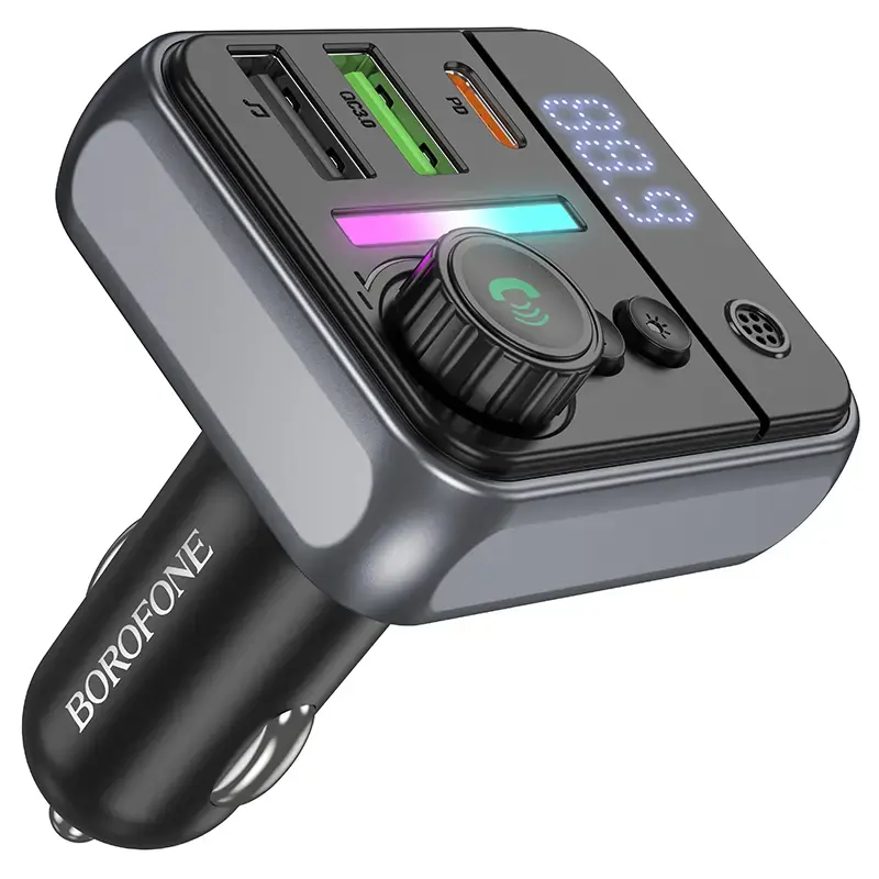 Borofone Transmitter FM BC50 Ascenso MP3, Bluetooth - 2xUSB + Type C - QC 3.0 PD 38W black