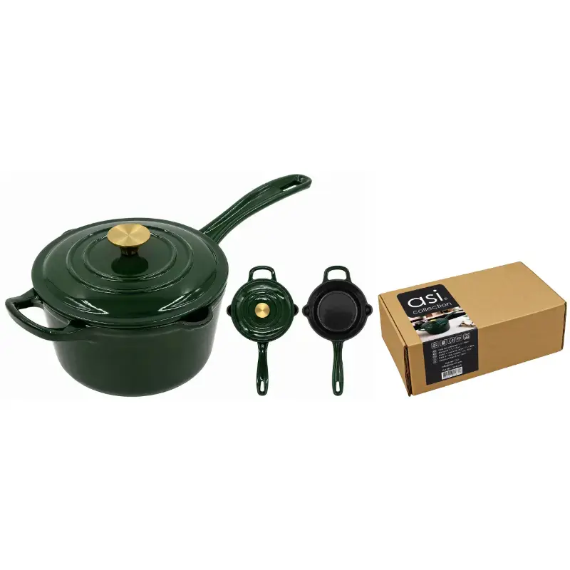 Čuguna katls mērcēm ar vāku 1,7L / 18cm zaļš
