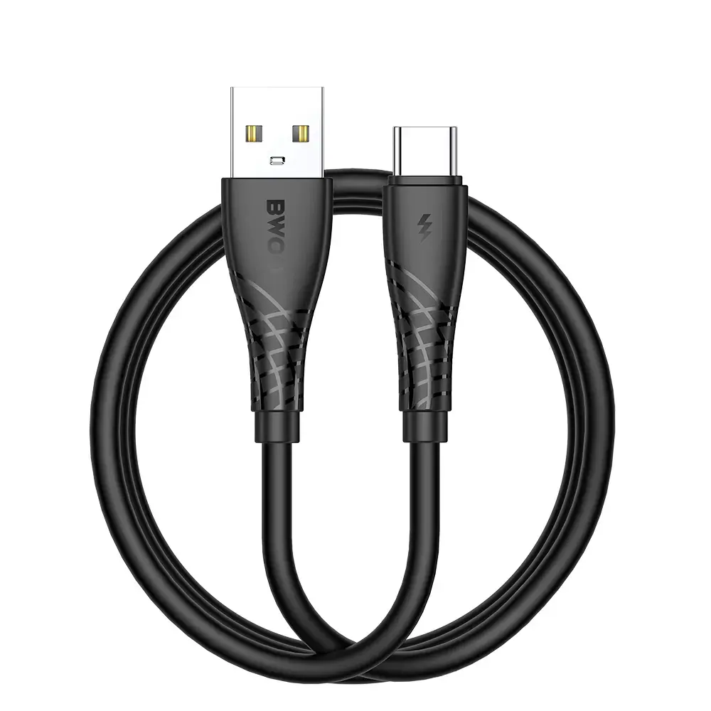 BWOO BO-X318C datu pārraides un uzlādes vads | USB-A uz USB-C | 27W | 1m | melns