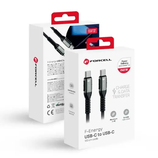 Forcell C263 data transfer and charging cable | USB-C to USB-C | QC 4.0, PD | 240W | 1.2m | black