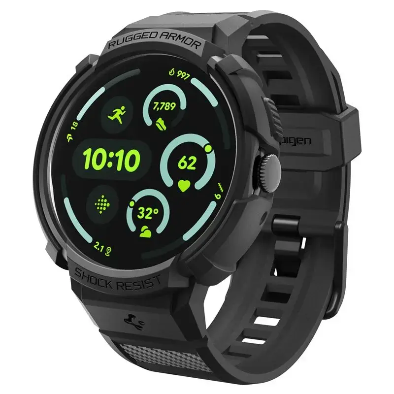 Spigen Rugged Armor Pro + Stand, matte black - Google Pixel Watch 5/4 45mm
