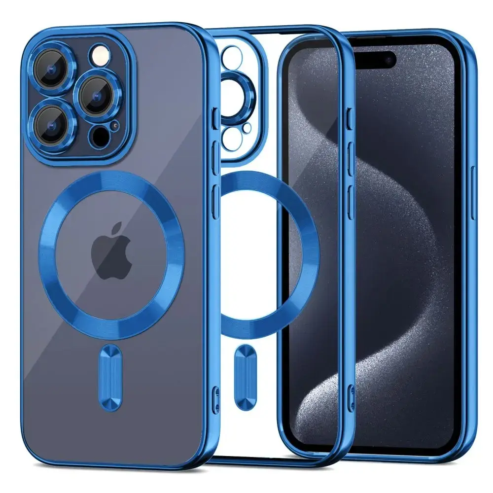 Tech-Protect MagShine Line MagSafe case for iPhone 15 Pro - navy blue