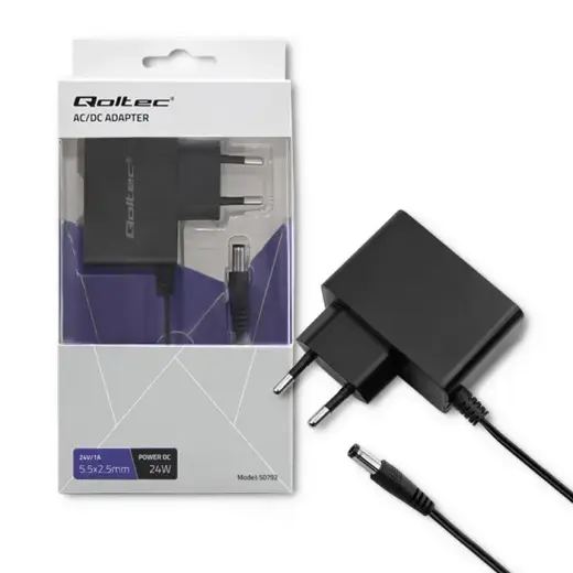 Qoltec Plug-in power supply 24W | 24V | 1A | 5.5*2.5