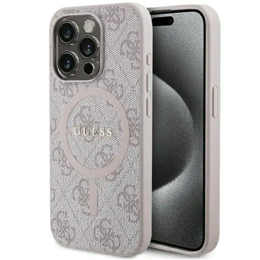 Guess GUHMP14XG4GFRP iPhone 14 Pro Max 6.7" pink hardcase 4G Collection Leather Metal Logo Mag