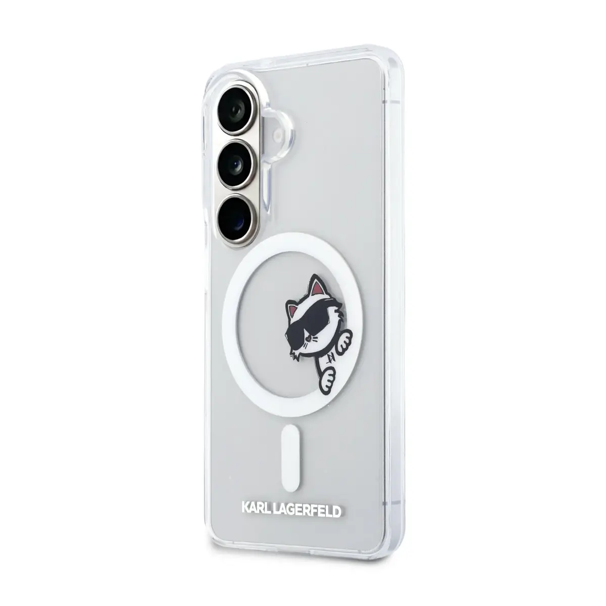 Karl Lagerfeld IML Choupette Peekaboo Logo Magnetic Case for iPhone Samsung Galaxy S26+ Transparent