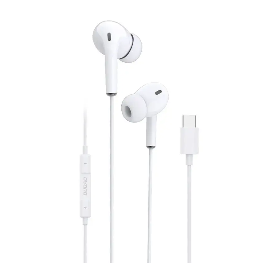 Dudao in-ear headphones headset with remote control and microphone USB Type C white (X14T white)