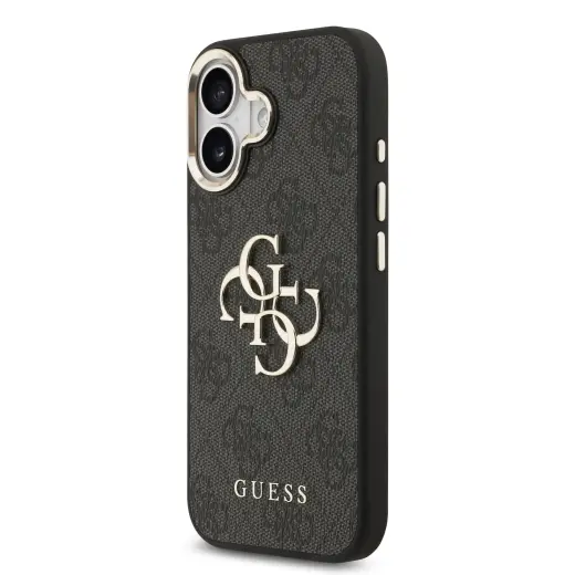 Guess PU Leather 4G Metal Logo maciņš telefonam iPhone 17 melns