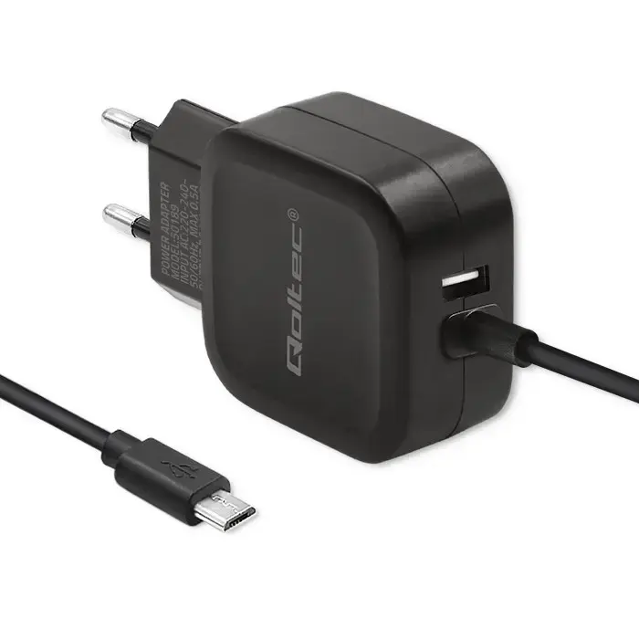 Qoltec Charger tīkla lādētājs | 17W | USB-A | ar Micro USB vadu komplektā