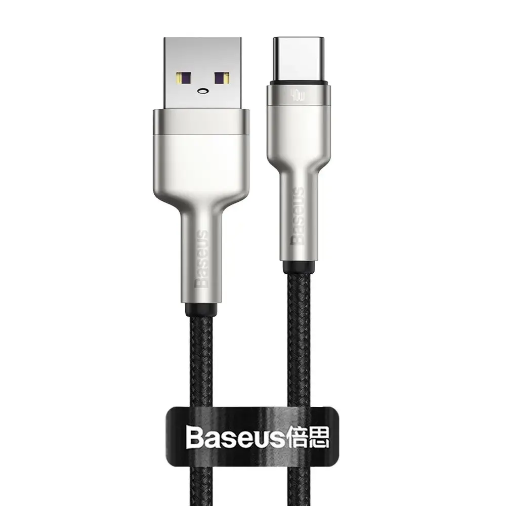 Baseus Cafule Series Metal Data USB - USB Typ C 40 W cable (10 V | 4 A) SCP (Huawei SuperCharge Protocol) 0,25 m silver (CATJK-01)