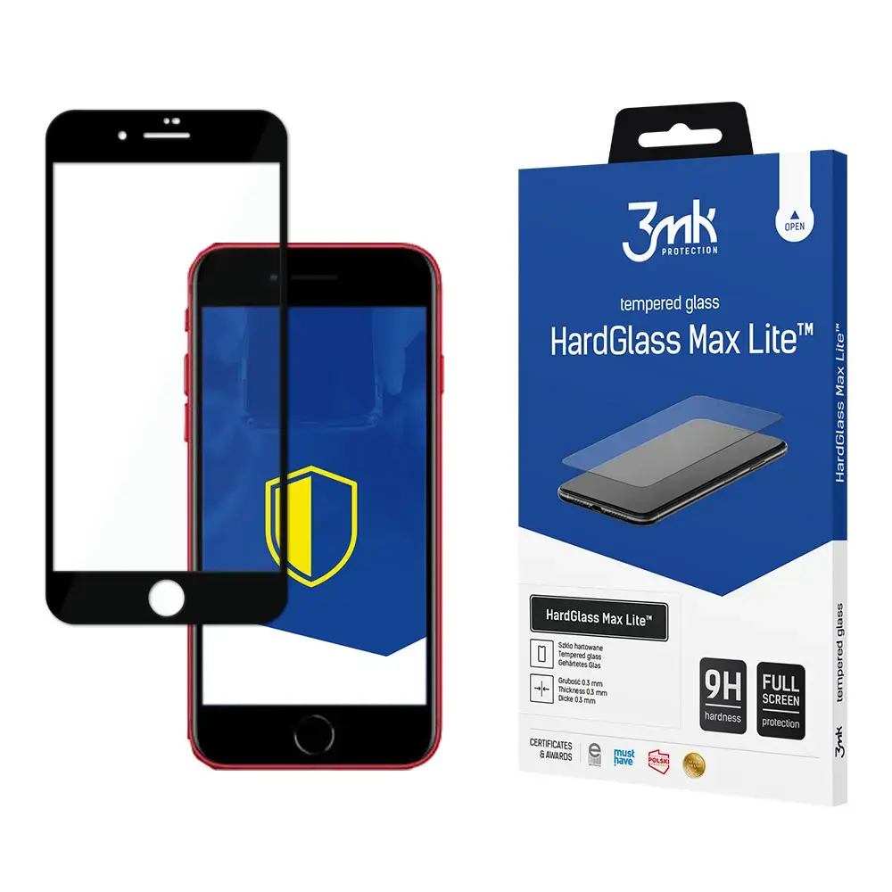 Apple iPhone SE 2020|2022 Black - 3mk HardGlass Max Lite™ screen protector