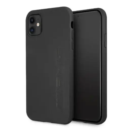 AMHCN61DOLBK AMG Leather Big Stamped Logo Hard Case for iPhone 11 Black