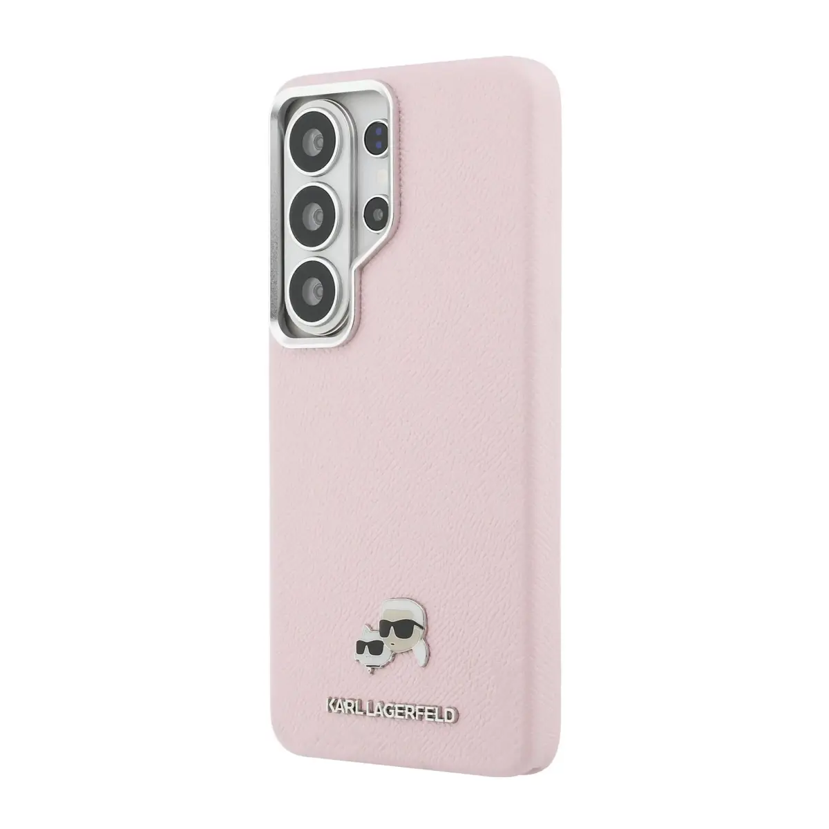 Karl Lagerfeld Grained PU Leather K&CH Heads maciņš ar MagSafe atbalstu telefonam Samsung Galaxy S26 Ultra (S948) rozā