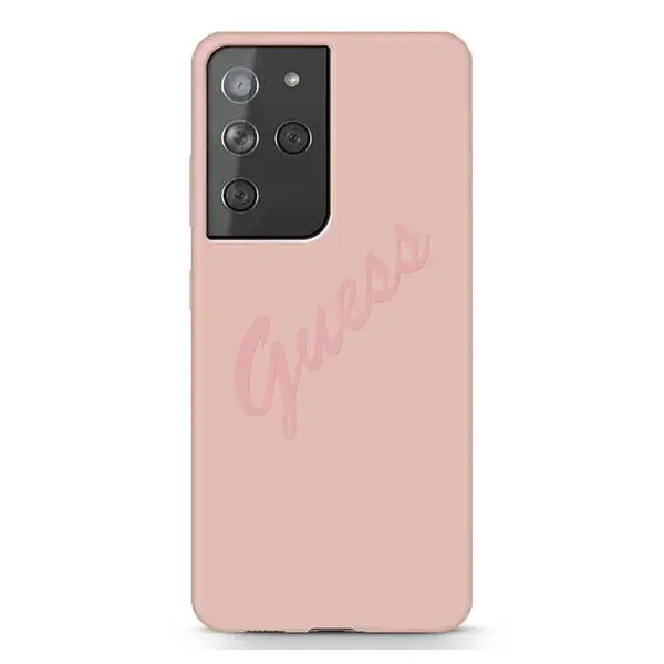 Guess GUHCS21LLSVSPI S21 Ultra G998 różowy|pink hardcase Script Vintage