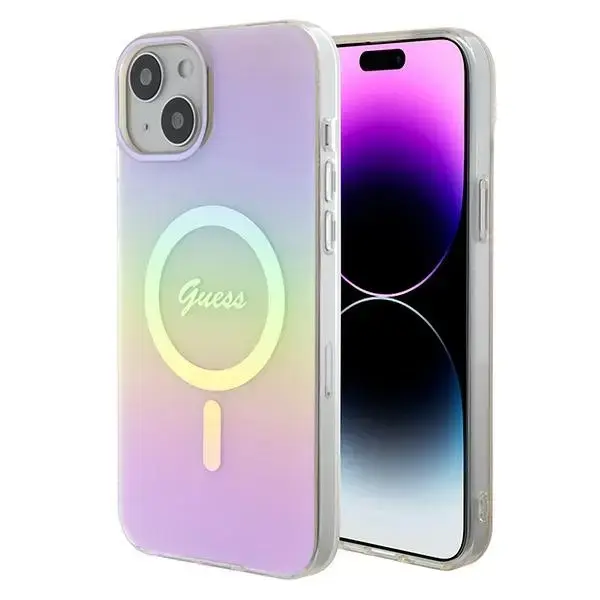 Guess GUHMP15MHITSP iPhone 15 Plus | 14  Plus 6.7" różowy|pink hardcase IML Iridescent MagSafe