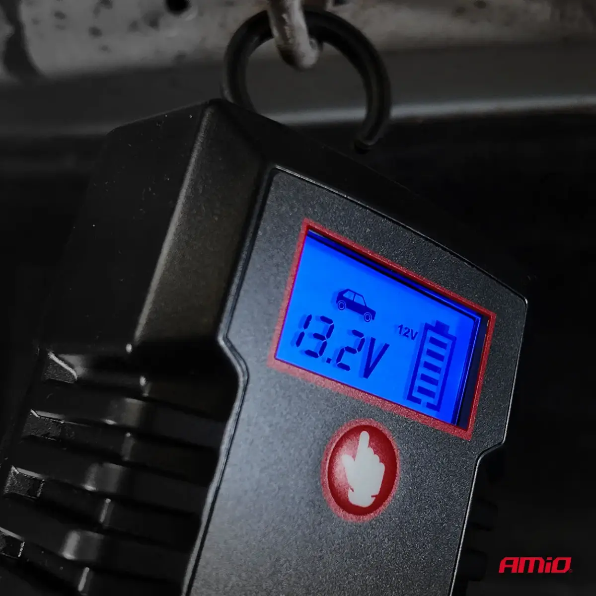 Digital battery charger AGM GEL STD LiFePo4 MAX 8A 12/24V PRO HOOK AMIO-04533
