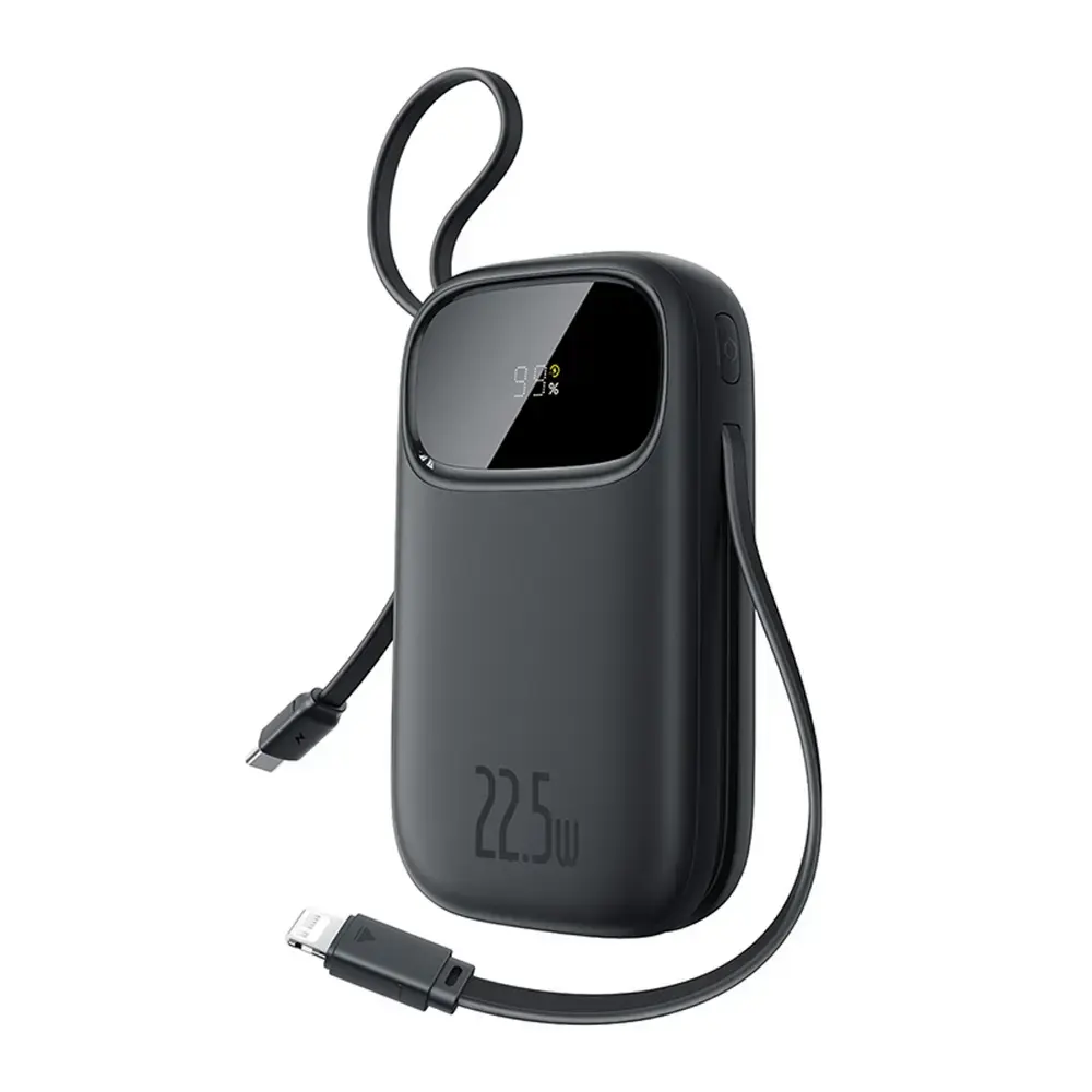 Baseus EnerFill FC31 ārējais akumulators (powerbank) | 10 000 mAh | 22.5W | USB-C, Lightning | LED ekrāns | melns