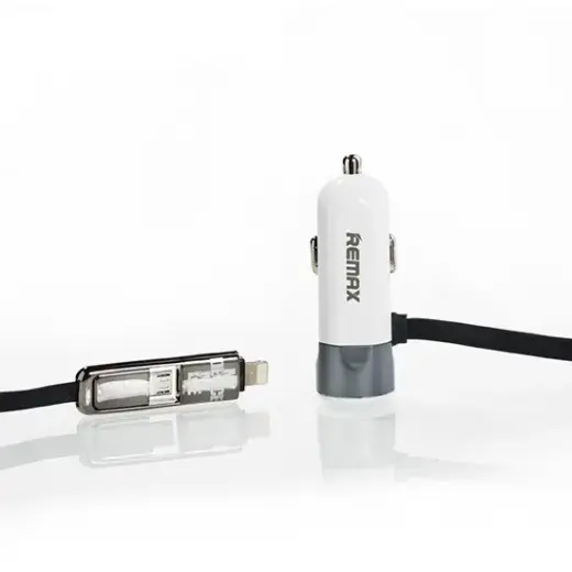 REMAX RCC-102 car charger | 17W | USB-A, Micro USB, Lightning | with 2 in 1 Micro USB, Lightning cable included | silver