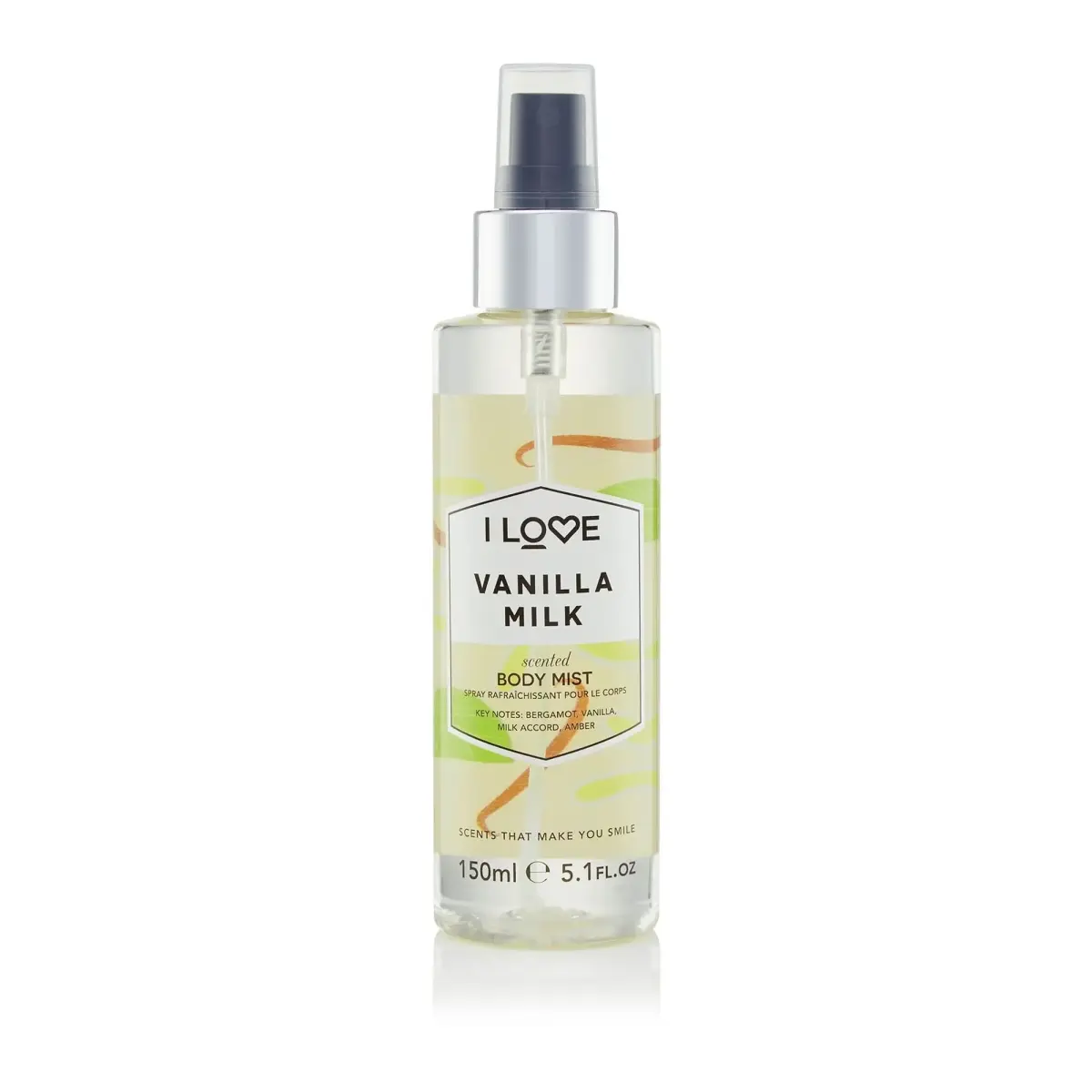 I Love, Signature Collection, Vegan, Mist Spray, Vanilla Milk, All Over The Body, 165 ml