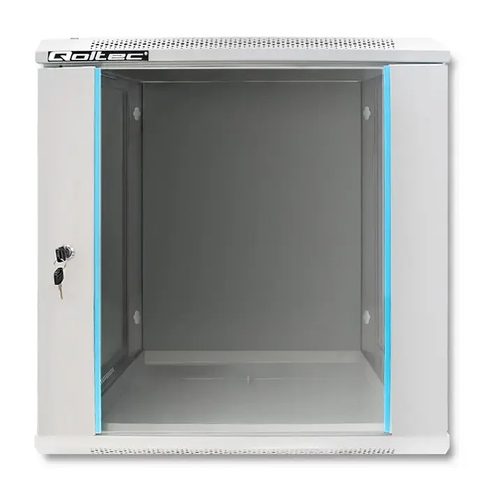 Qoltec RACK Cabinet 19" | 12U | 600 x 635 x 450 | Tempered doors | Hanging | Steel case | Lock | Grey