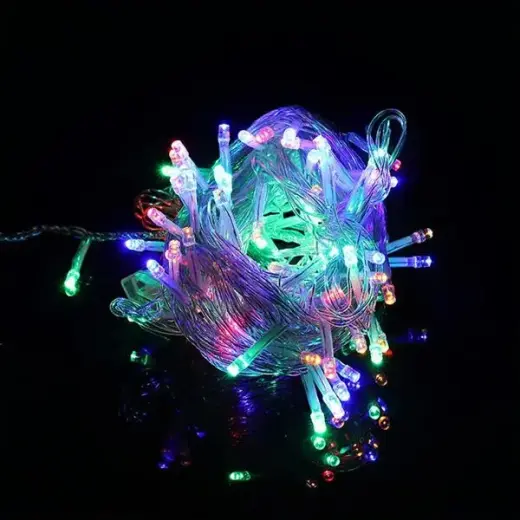 Lampki choinkowe LED - 5m/50 lampek      wielokolorowe/multicolor zasilane bat. 3xAA EHD-LS02