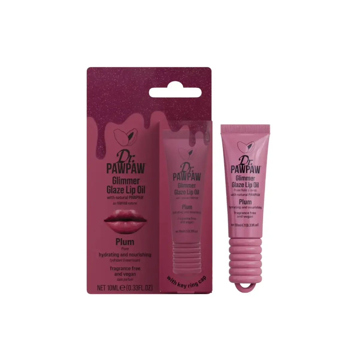 Dr. PawPaw, Glimmer Glaze, Glow & Hydrating, Lip Oil, Plum, 10 ml