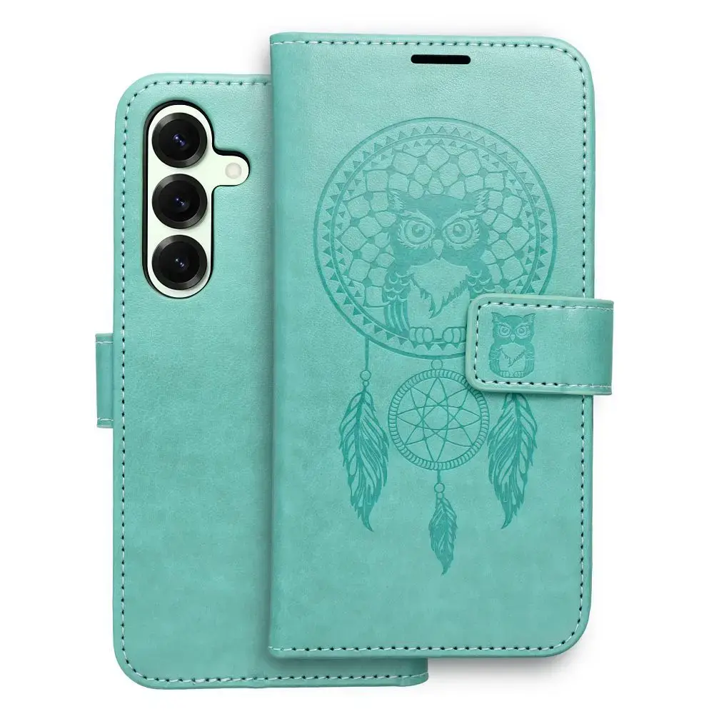 MEZZO dreamcatcher grāmatveida maciņš telefonam Samsung Galaxy S25 (S931) zaļš
