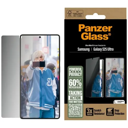 PanzerGlass Ultra-Wide Fit tempered glass for phone Samsung Galaxy S25 Ultra (privacy effect)