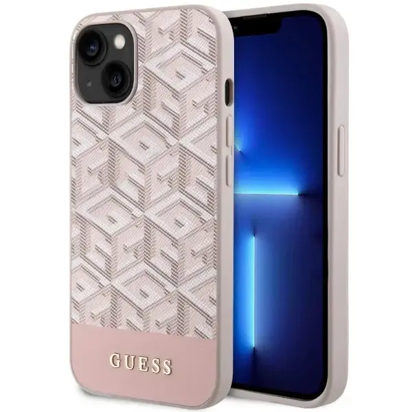 Guess GUHMP14MHGCFSEP iPhone 14 Plus 6.7" pink|pink hard case GCube Stripes MagSafe