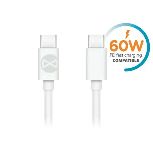 Forever data transfer and charging cable | USB-C to USB-C | 20W | 1m | white