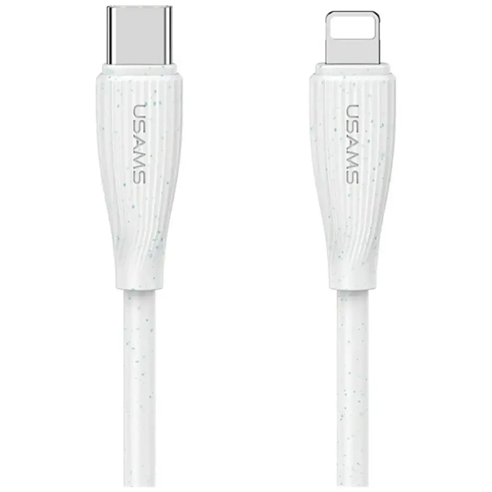 USAMS Green Series SJ717 datu pārraides un uzlādes vads | USB-C uz Lightning | 30W | 1m | balts