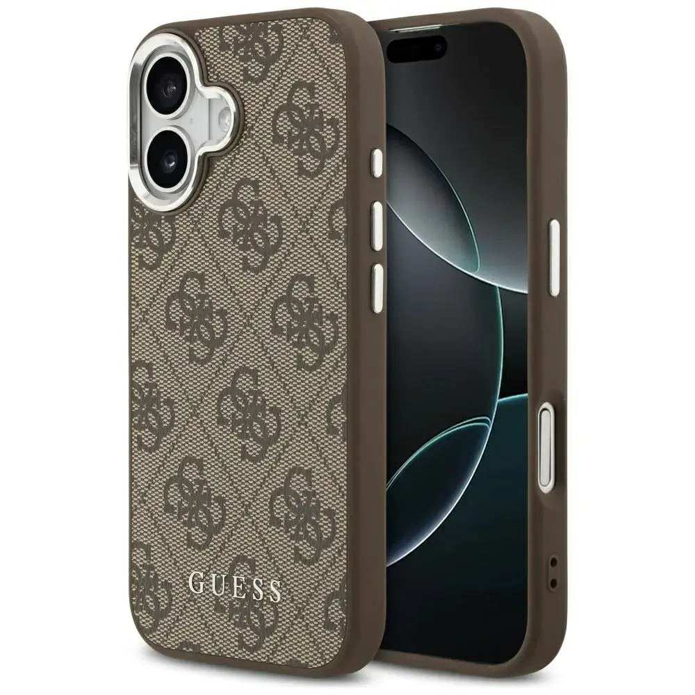 Guess 4G Classic Logo maciņš ar MagSafe atbalstu telefonam iPhone 17 brūns