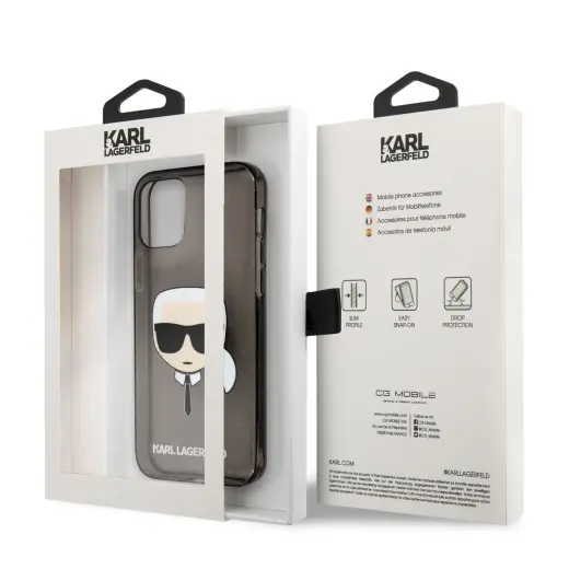 KLHCP13SKHTUGLB Karl Lagerfeld TPU Full Glitter Karl Head Case for iPhone 13 mini Black