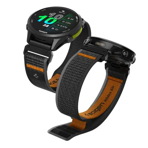 Spigen viedpulksteņa siksniņa priekš Garmin Quickfit (22 mm) | neilons | melna/oranža