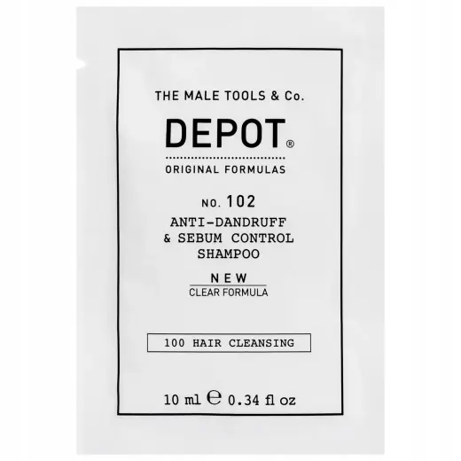Depot, 100 Hair Cleansing No. 102 Clear Formula, Botanical Complex, Hair Shampoo, Anti-Dandruff & Sebum Control, 10 ml