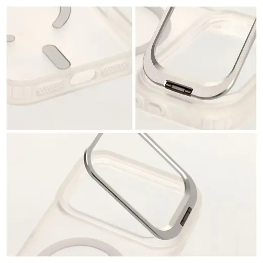 Forcell F-Protect Shadow Stand Premium telefoni ümbris alusega ja MagSafe toega iPhone 17 Pro Max | iPhone 18 Pro Max hõbedane