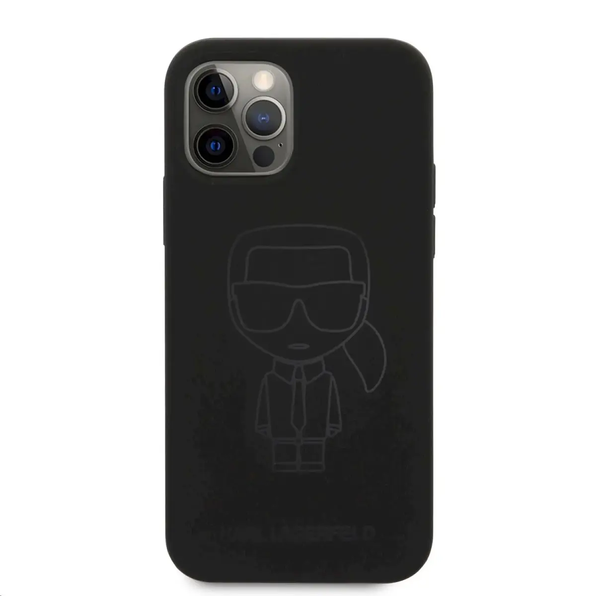 KLHCP12MSILTTBK Karl Lagerfeld Iconic Outline Silicone Case for iPhone 12|12 Pro 6.1 Tone on Tone Black