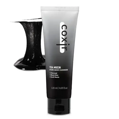 Coxir TXA MUCIN PORE MASK CLEANSER L Tranexamic Acid, Charcoal, Black Rice, Black Gelato Texture L Wash Off Mask, Moisturizing, Pore Purifying, Blackh