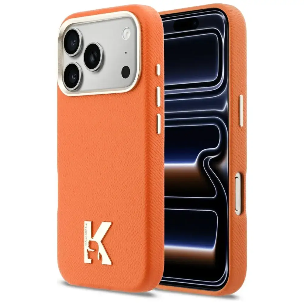 Karl Lagerfeld Karl Head Logo чехол с поддержкой MagSafe для телефона iPhone 17 Pro Max оранжевый
