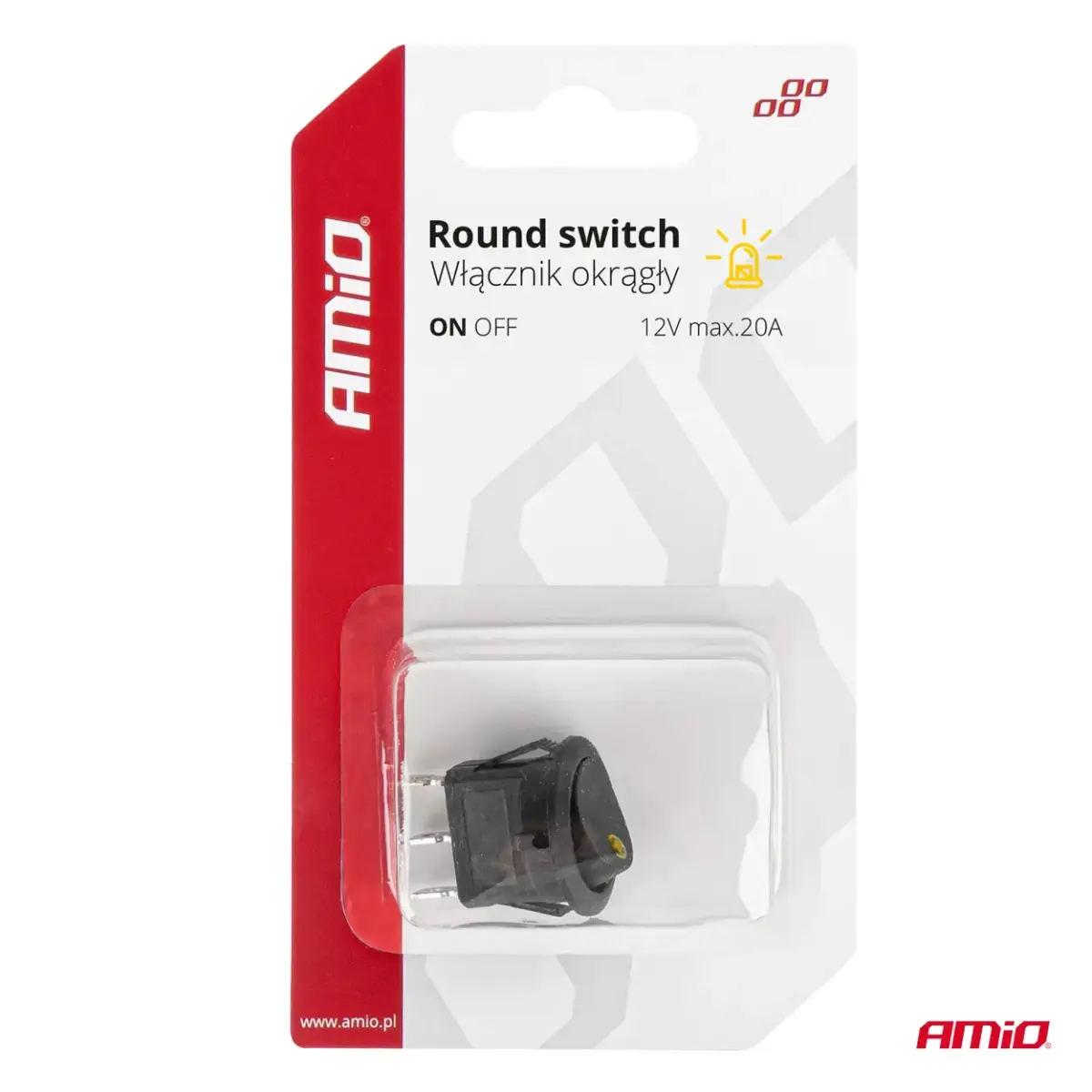 Round switch with yellow light AMIO-03962