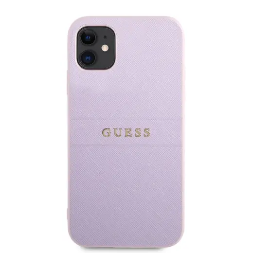Guess PU Leather Saffiano Case for iPhone 11 Purple