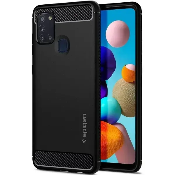 Чехол Spigen Rugged Armor для Samsung Galaxy A21s черный матовый