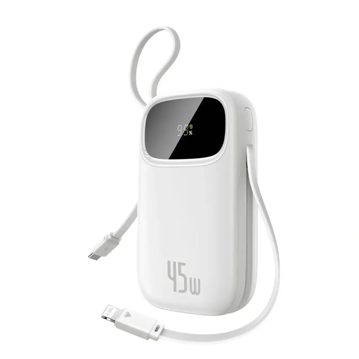 Baseus EnerFill FC31 Qpow 3 ārējais akumulators (powerbank) | 10 000 mAh | 45W | USB-C, Lightning | LED ekrāns | balts