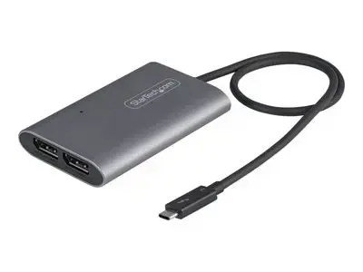 StarTech.com Thunderbolt 3 to Dual DisplayPort Adapter DP 1.4, Dual 4K 60Hz or Single 8K|5K Thunderbolt 3 to DP Adapter, TB3 to 2x DisplayPort Monitor Video Display Adapter, Mac|Windows - TB3 to DP 1.4 Adapter - USB | DisplayPort adapter - 24 pin USB-C to