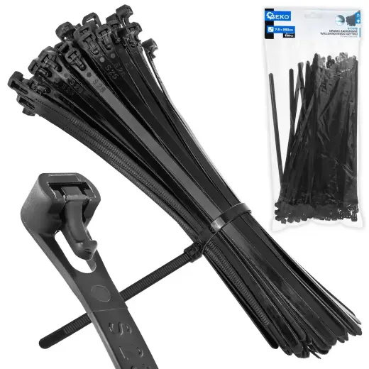 Reusable Cable Ties 7.5x250mm, 100 pcs
