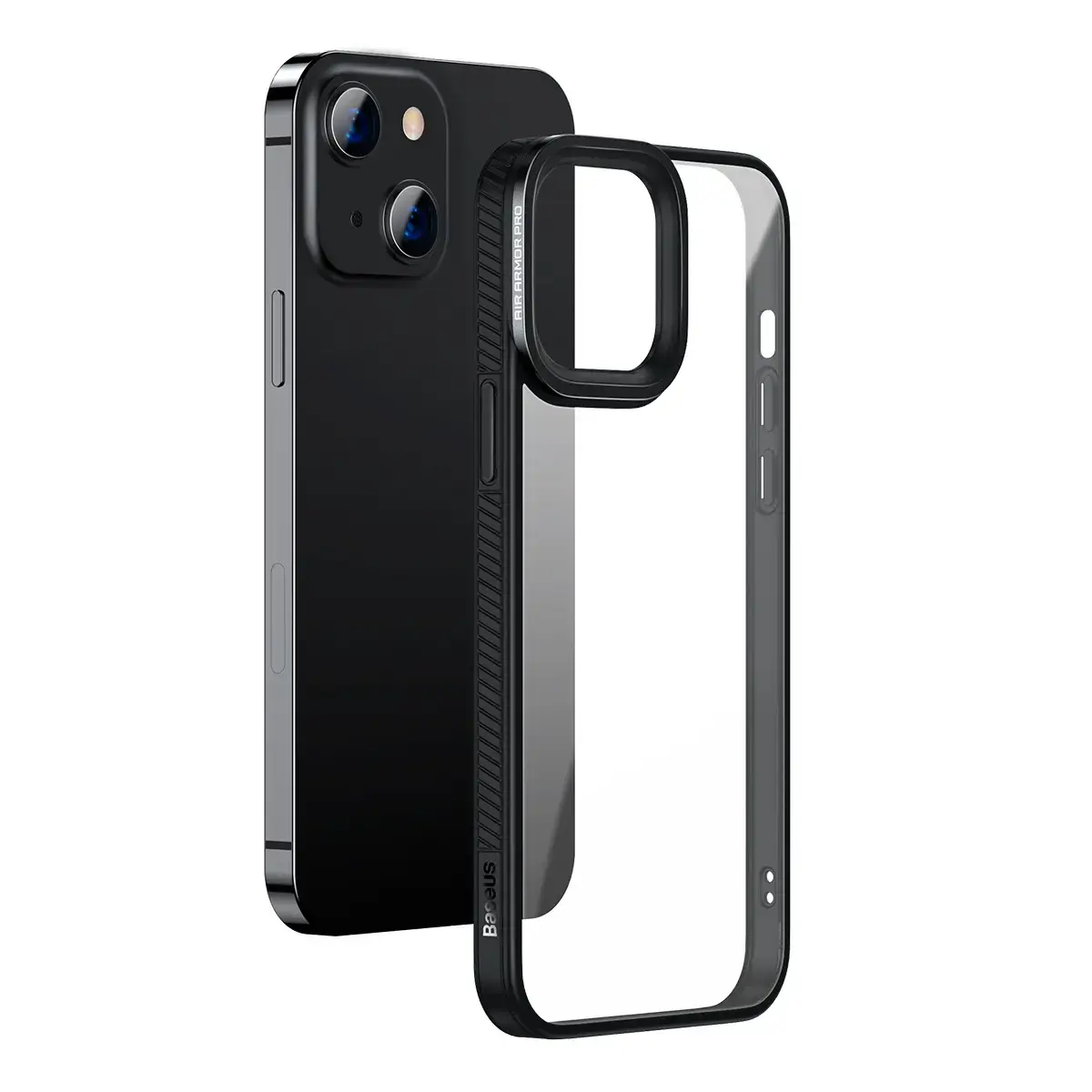 Baseus Crystal caurspīdīgs telefona vāciņš iPhone 13 (melns)
